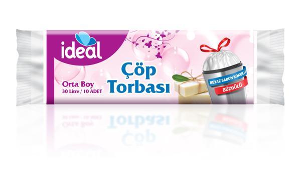 İdeal Beyaz Sabun Kokulu Büzgülü Çöp Torbası Orta - Image 1
