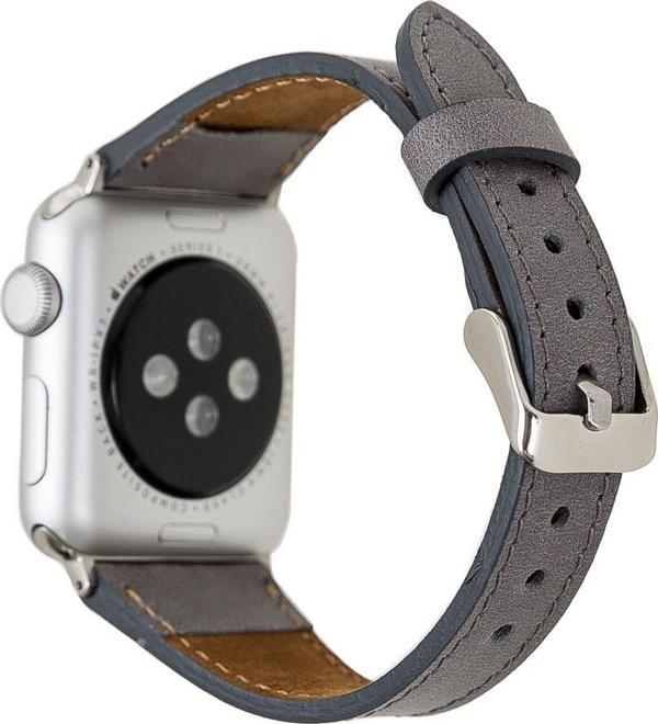 Bouletta Apple Watch Uyumlu Deri Kordon 42-44-45mm Slim RST9 Gri - Image 1