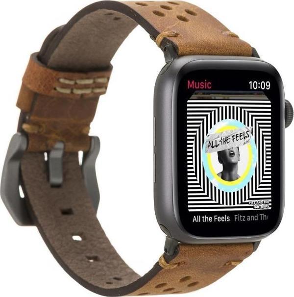 Bouletta Apple Watch Uyumlu Deri Kordon Vigo 42-44-45mm G19 Taba - Image 1