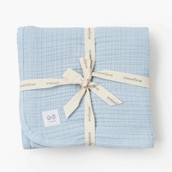 Andywawa Ac25870 Müslin Home Bebek Battaniye 105*120 Blue - Image 1