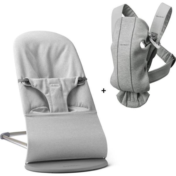 Babybjörn Balance Bliss Ana Kucağı Woven Melange & Kanguru Mini 3D Cotton Yeni Doğan Seti / Light Grey - Image 1
