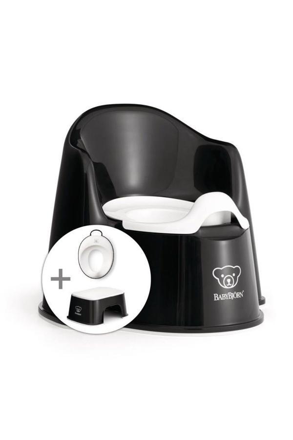 Koltuk Oturak & Klozet Adaptörü & Banyo Basamağı Tuvalet Eğitimi Seti / Black White - Image 1