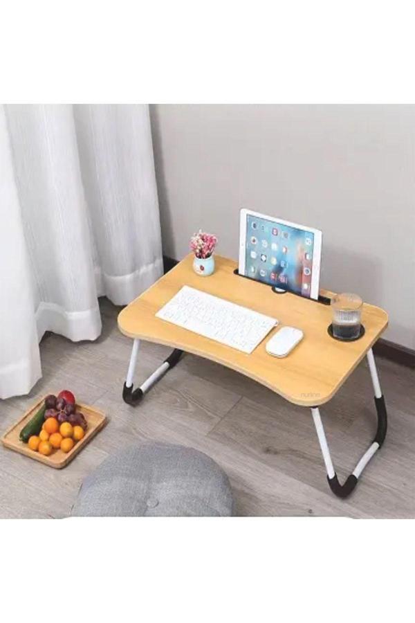 Nurline Portatif Katlanabilir Masa - Yatak Koltuk Üstü Hasta Servis Kamp Masası Laptop Bilgisayar Sehpası - Image 1