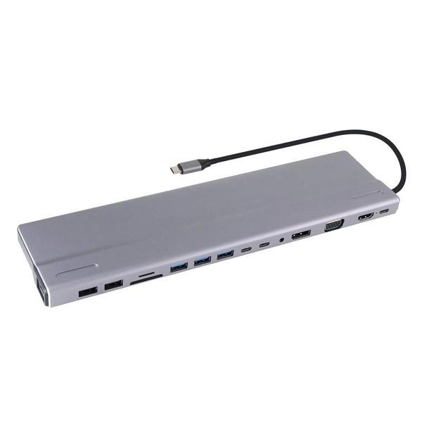 Vcom CU4703 Type-C To USB3.0-3+USB2.0-2+VGA+RJ45+SD+TF+Audio+HDMI+DP+USB-C DATA-2+USB-C Çoklayıcı - Image 1