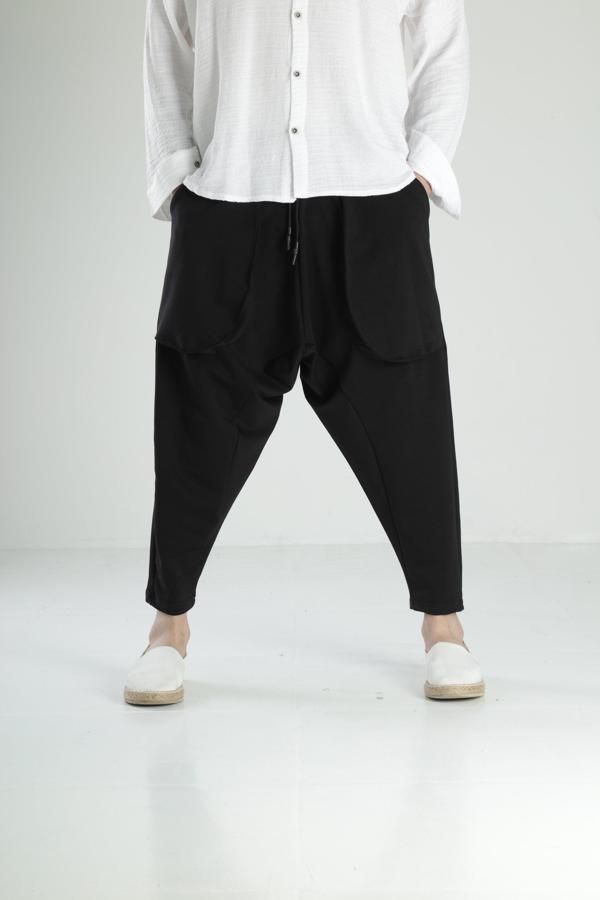 Double Face Avangard Siyah Şalvar - Image 1