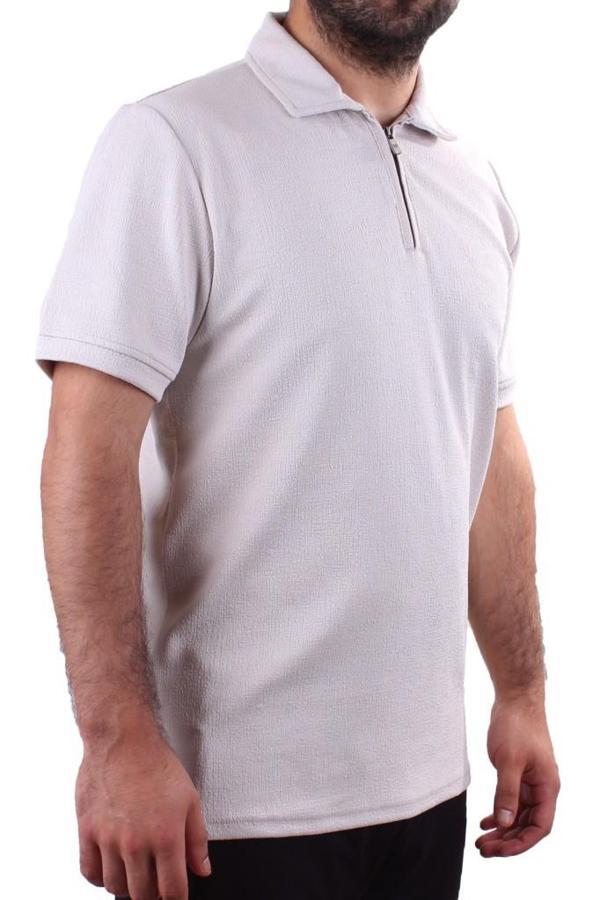 Twister 2290 Gri Günlük Kısa Kol Normal Kesim Pamuklu Fermuarlı Polo Yaka Erkek Tişört - Image 1