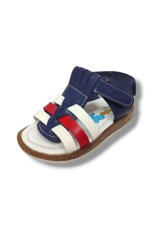Şirinbebe 1580-20 3 Şerit Bağlama Erkek Çocuk Sandalet Lacivert Beyaz 21-25 - Image 1