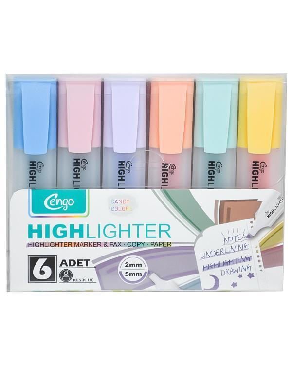 Cengo 6lı Fosforlu Kalem Candy Renkler CGO801 - Image 1
