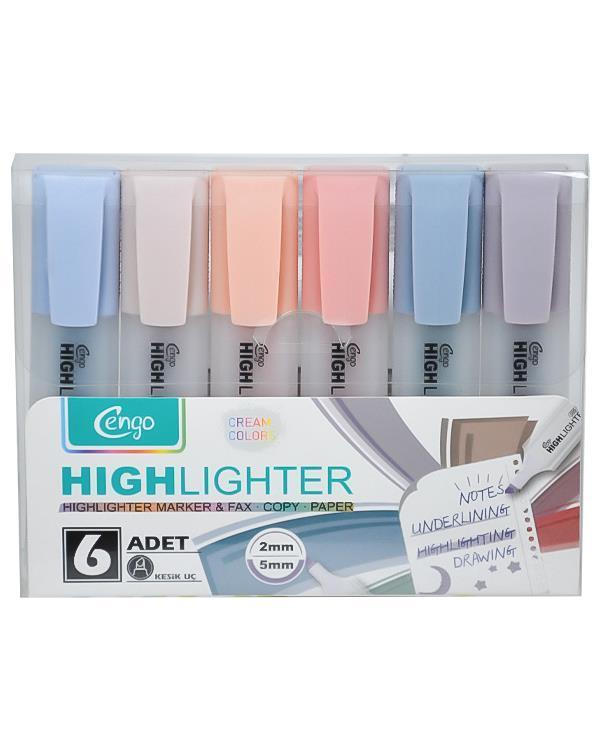 Cengo 6lı Fosforlu Kalem Cream Renkler CGO804 - Image 1