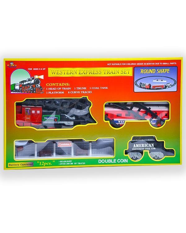 Pasifik Toys Western Express 12 Parça Işıklı ve Sesli 3lü Tren Seti 7019 - Image 1