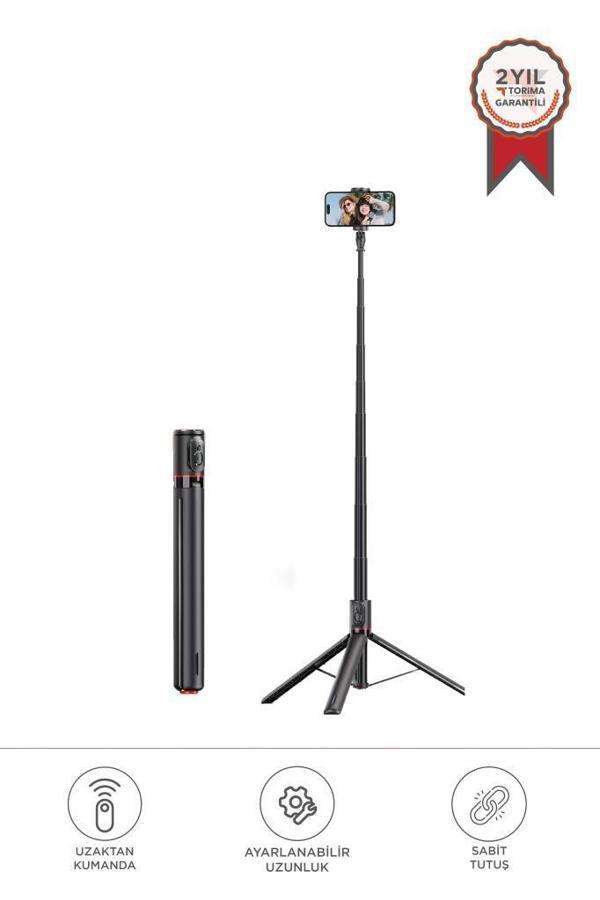 Torima TT-01 Çok Amaçlı 1.77M Kumandalı Tripod Selfie Çubuğu Siyah - Image 1