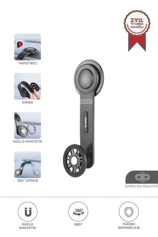 Torima JX-057 Siyah Güçlü Manyetik 360° Dönebilen, Esnek, Yapışkan Tabanlı, Sarsıntı Önleyici Araç İçi Telefon Tutucu  - Image 1