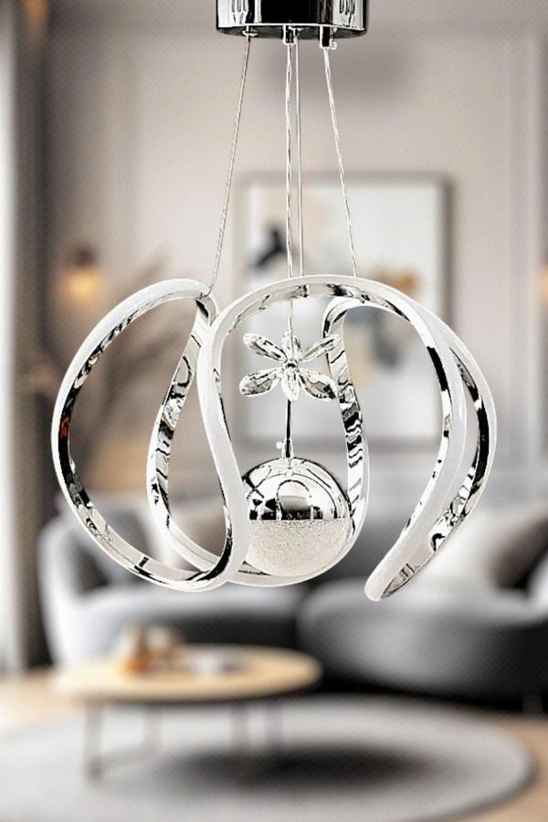 Lucky Homes Clasy Model Krom Kaplama 3 Renk  Modern Led Sarkıt Avize - Image 1