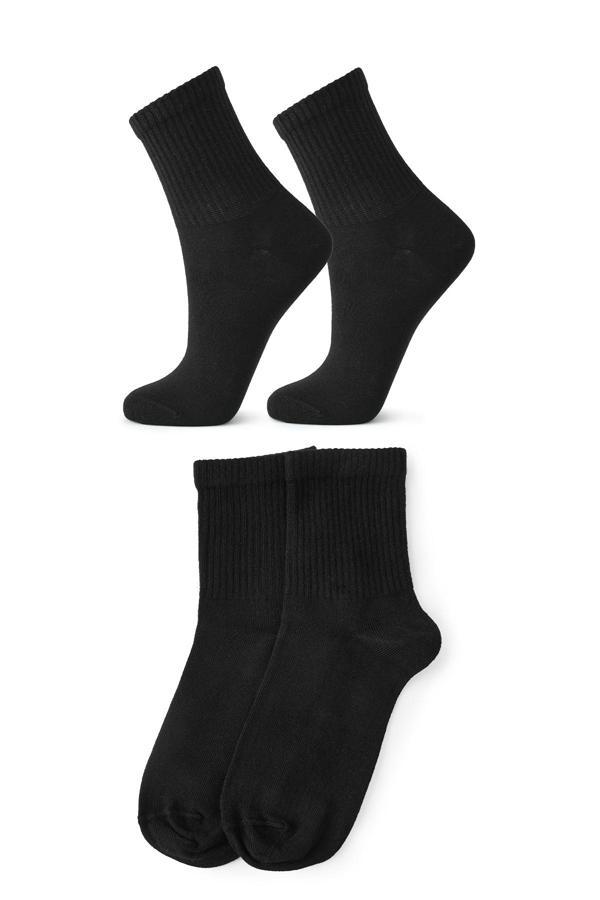 Tonny Black Unisex Siyah 2 Çift Düz Pamuklu Kolej Çorap - Image 1