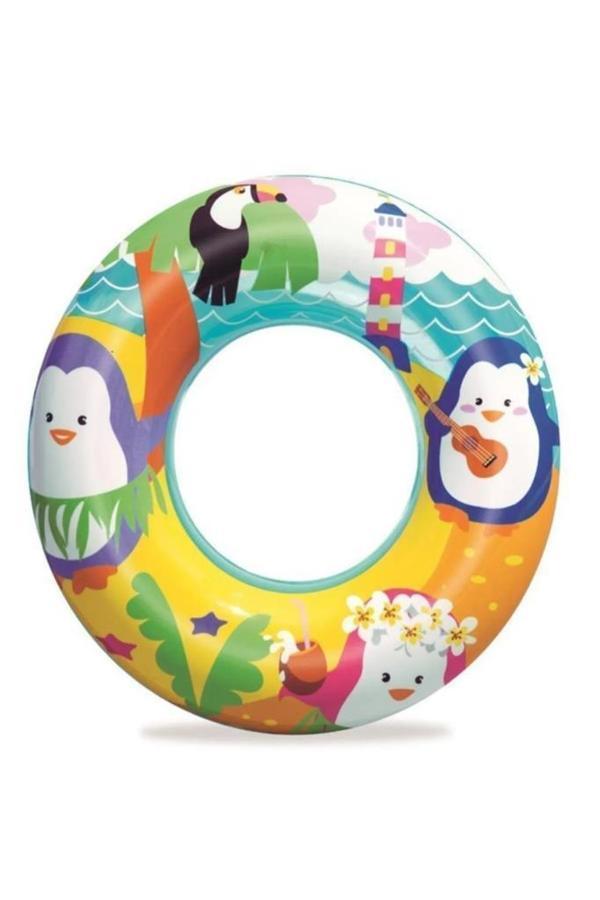 3-6 Yaş 51 cm Çocuk Deniz Simit Yüzme Simidi Havuz Can Simidi Penguen Desenli Tekerlek - Image 1