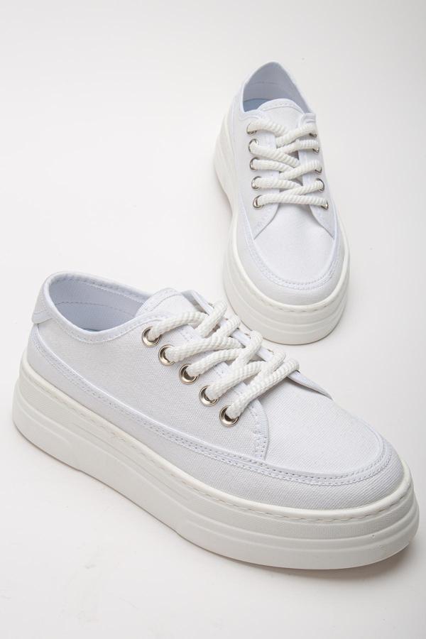 Tonny Black Kadın Beyaz Poli Taban Keten Halat Bağcıklı Spor Ayakkabı - Image 1