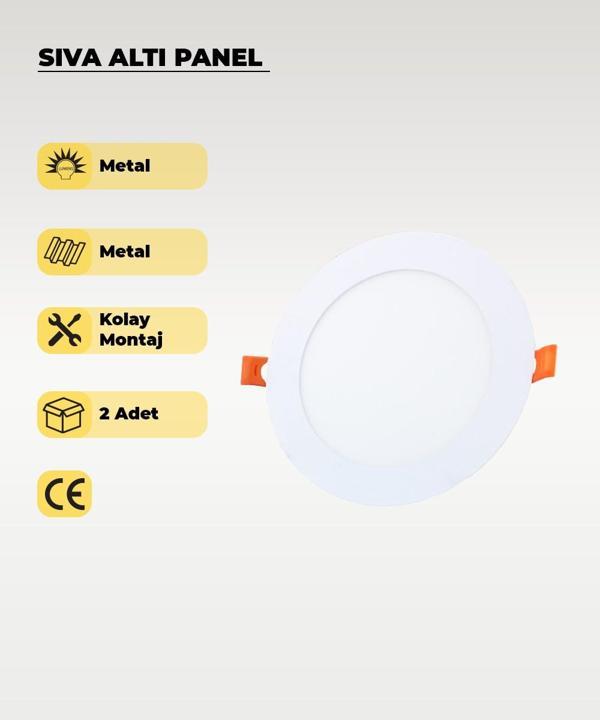 9W Sıva Altı Yuvarlak Slim Led Panel Beyaz Işık 2 Adet - Image 1
