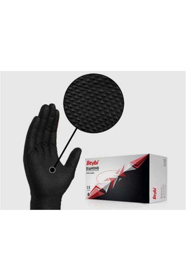 Beybi Diamond Xl Pudrasız Kalın Siyah Nitril Eldiven Xl (100 Lü Paket) - Image 1