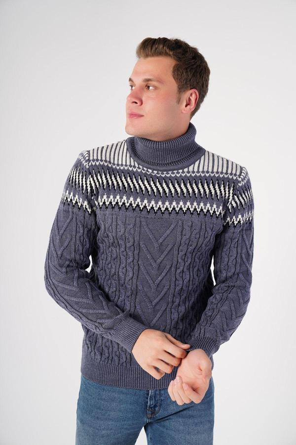 Trist Star Havacı Melanj Erkek Balıkçı Yaka Kazak Trıst-5276 2XL - Image 1