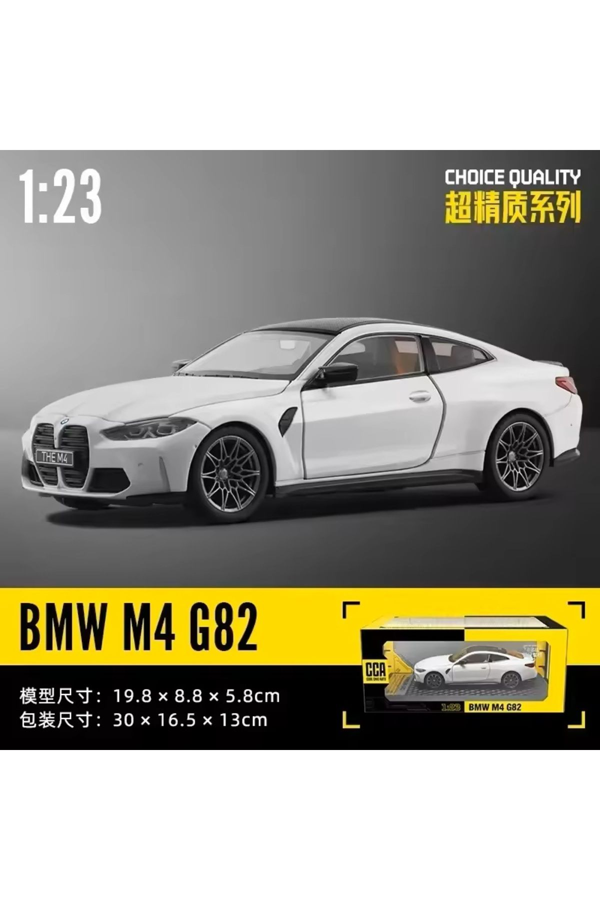 BMW M4 1:23 BMW M4 G82 Kapıları Açılabilen Model Araba Beyaz - Image 1