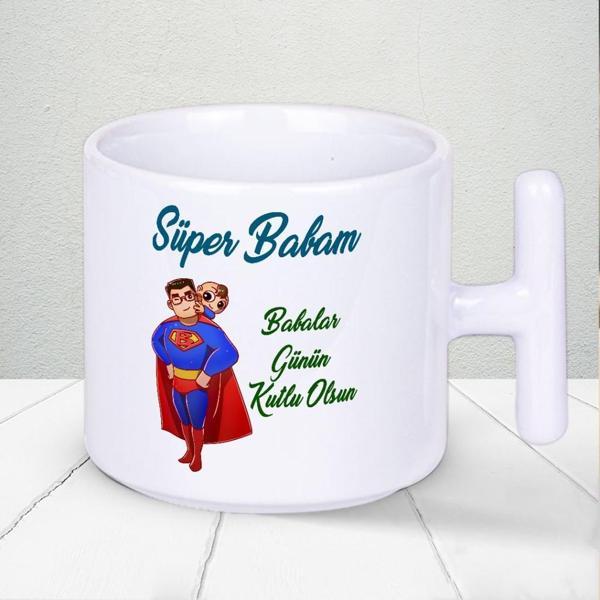 Süper Babam Babalar Günün Kutlu Olsun Yazılı Babalar Gününe Özel Hediyelik T Kupa Bardak - Image 1