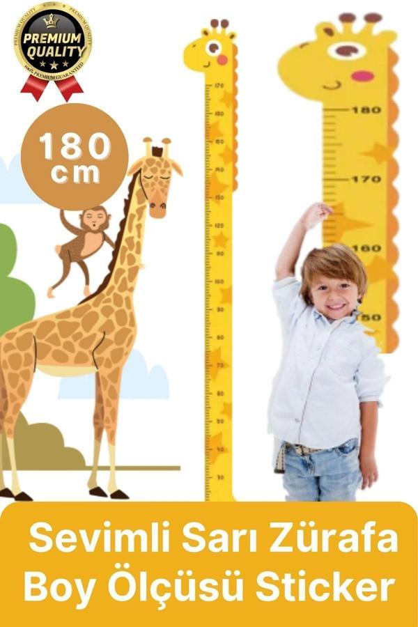 Yeni Seri Çift Taraflı Bantlı Çocuk Büyüme Cetveli Eğlenceli Sevimli Sarı Zürafa Boy Ölçüsü Sticker - Image 1