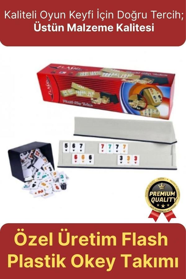 Premium Kaliteli Eğlence Hobi Çizilmeye Dayanıklı Silinebilir Büyük Boy Flash Plastik Okey Takımı - Image 1