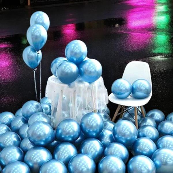 ULTRA YÜKSEK KALİTE 50 ADET AÇIK MAVİ KROM BALON AYNALI PARLAK METALİK BALON KROM KOYU AÇIK BALON - Image 1