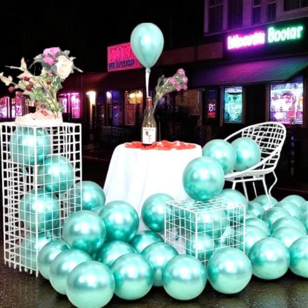 ULTRA YÜKSEK KALİTE 50 ADET AÇIK YEŞİL KROM BALON AYNALI PARLAK METALİK BALON KROM AÇIK YEŞİL BALON - Image 1