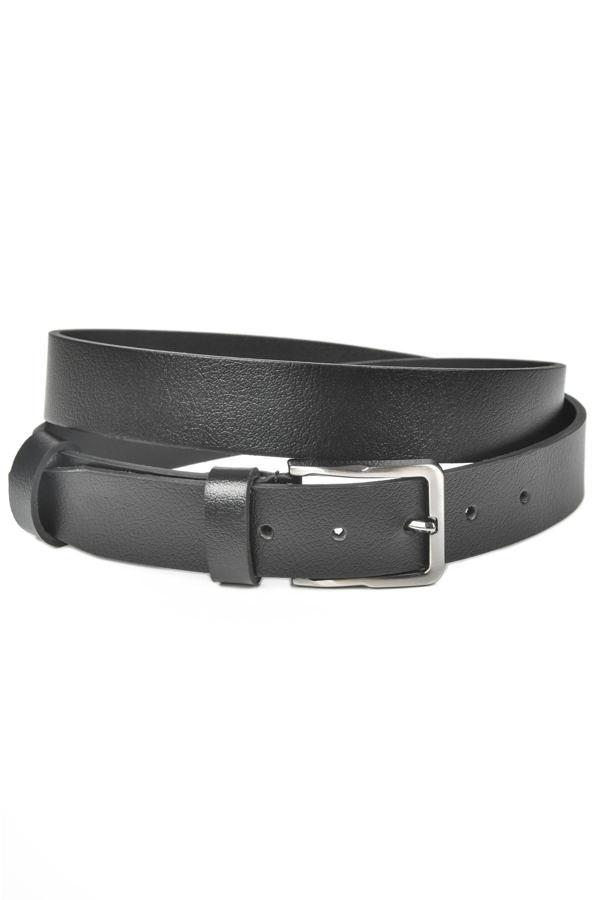 DeepSEA Erkek Siyah Hakiki Deri Klasik Kemer 3,5 cm Kumaş Pantolon Kemeri 2502635  - Image 1