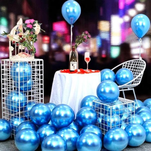 ULTRA YÜKSEK KALİTE 50 ADET KOYU MAVİ KROM BALON AYNALI PARLAK METALİK BALON KROM KOYU MAVİ BALON - Image 1