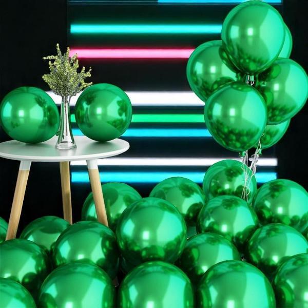 ULTRA YÜKSEK KALİTE 50 ADET KOYU YEŞİL KROM BALON AYNALI PARLAK METALİK BALON KROM KOYU YEŞİL BALON - Image 1