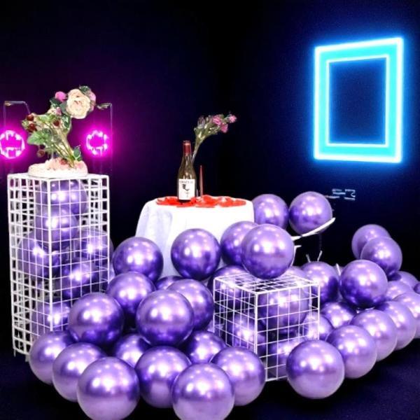 ULTRA YÜKSEK KALİTE 50 ADET MOR KROM BALON AYNALI BALON PARLAK BALON METALİK BALON KROM MOR BALON - Image 1