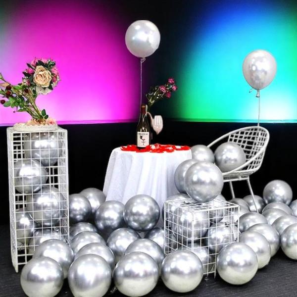 ULTRA YÜKSEK KALİTE 50ADET GÜMÜŞ KROM BALON AYNALI BALON PARLAK BALON METALİK BALON KROM GÜMÜŞ BALON - Image 1