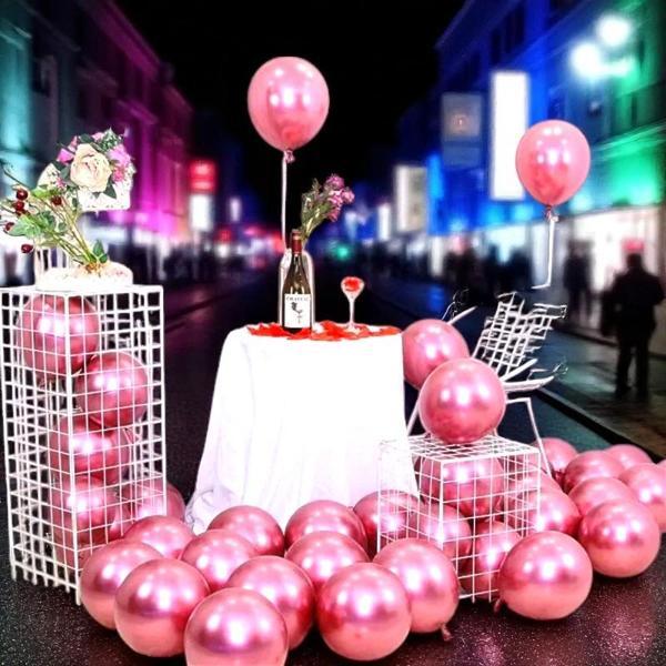 ULTRA YÜKSEK KALİTE 50ADET PEMBE KROM BALON AYNALI BALON PARLAK BALON METALİK BALON KROM PEMBE BALON - Image 1