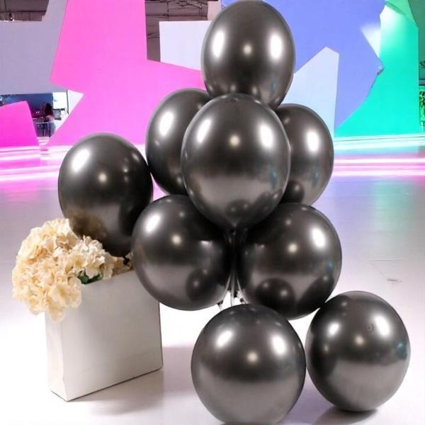 ULTRA YÜKSEK KALİTE 50ADET SİYAH KROM BALON AYNALI BALON PARLAK BALON METALİK BALON KROM SİYAH BALON - Image 1