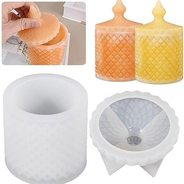 Silikon Epoksi Taş Tozu Geometrik Desen Mücevher Ve Saklama Kutusu Ve Mumluk Kalıbı - Image 1