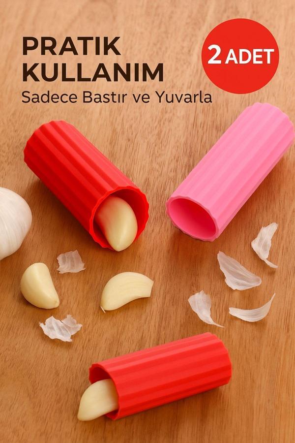 2’li Sarımsak Soyucu Rulo – Silikon, BPA İçermez, Pratik Mutfak Yardımcısı - Image 1
