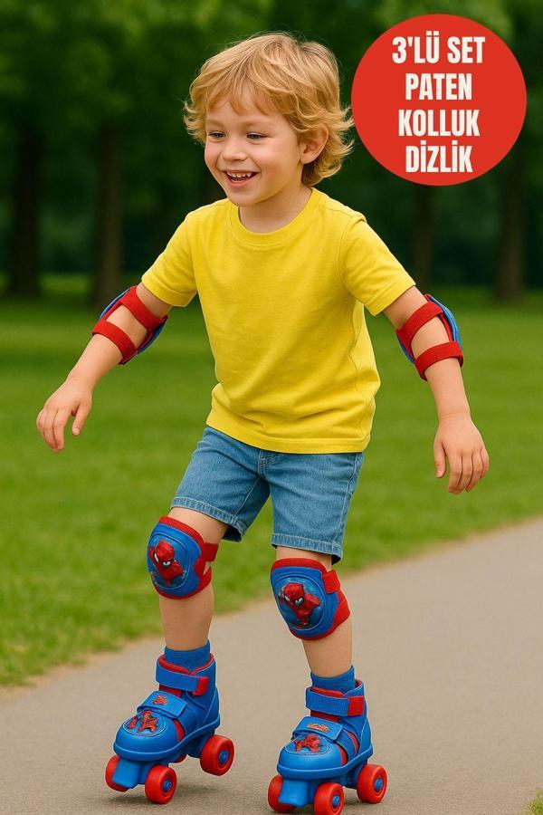 Spiderman Çantalı Dizlik ve Dirseklikli 4 Teker Paten Seti - (22 - 29 Numara için Ayarlanabilir) - Image 1