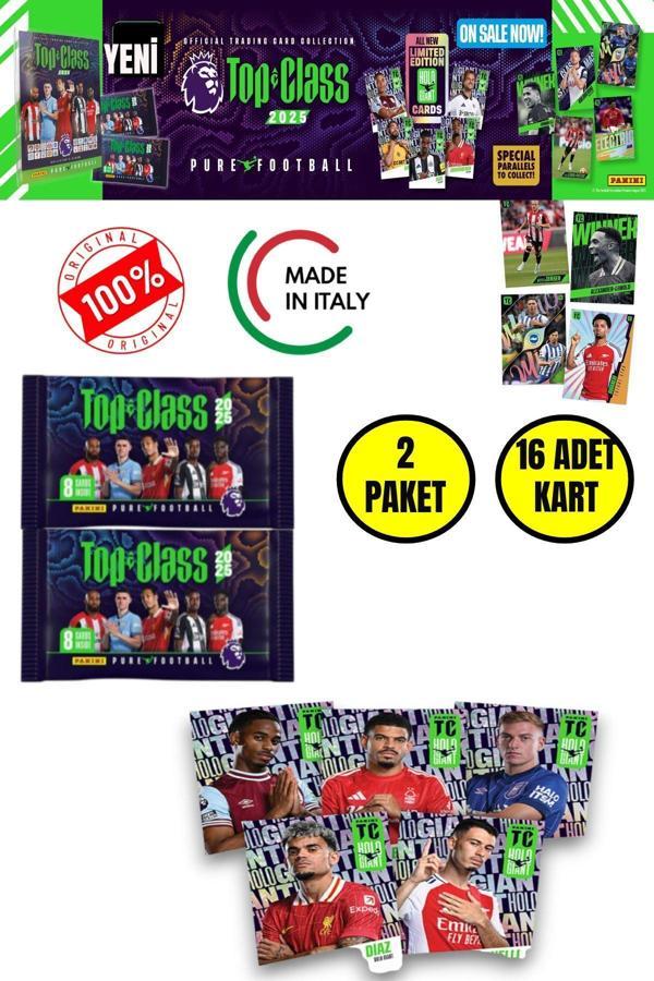 Panini Top Class 2025 Premier League Koleksiyon Futbolcu Kartları  ( 2 Paket & 16 Adet Kart ) - Image 1