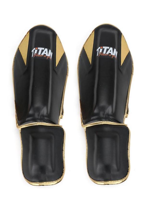 Titan Sport Parlak Siyah-Altın(Gold) Muay Thai, Kick Boks Kaval Koruyucu  - Image 1