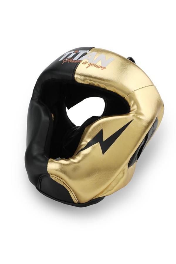Titan Sport Yüz Korumalı Boks Kaskı , Siyah - Altın (Gold) Model - Image 1
