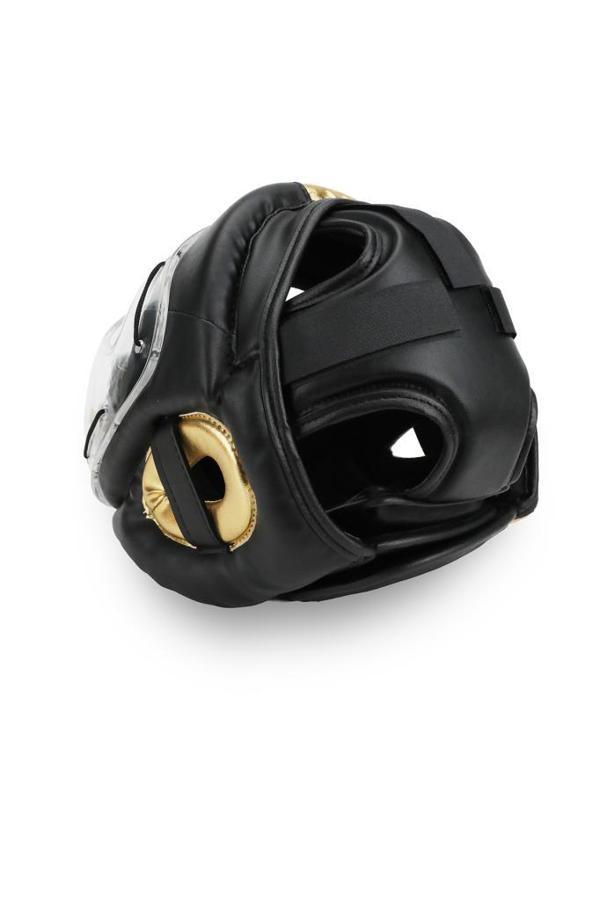 Titan Sport Yüz Korumalı Boks Kaskı , Siyah - Altın (Gold) Camlı Model - Image 1