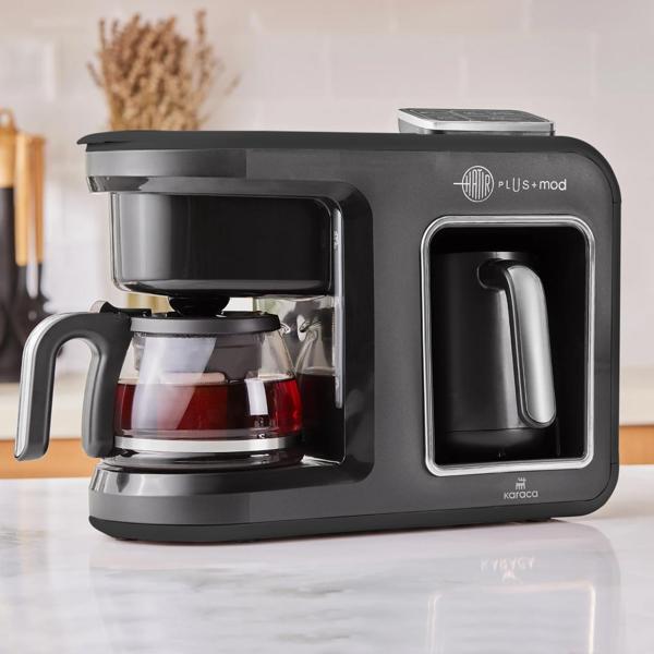 Karaca Hatır Plus 5 in 1 Konuşan Közde ve Sütlü Türk Kahvesi ve Filtre Kahve Makinesi Black Chrome - Image 1