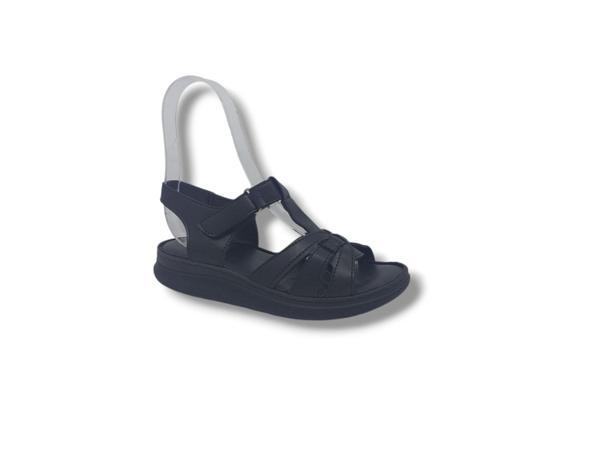 Zerhan 1150 Kadın Siyah Cırtlı Yumuşak Taban Comfort Sandalet Ayakkabı - Image 1