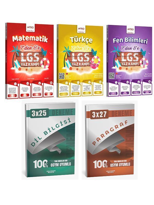 Anla Kazan + İntro 2026 7 Den 8 e Yaz Kampı Türkçe Matematik Fen ve Paragraf Dil Bilgisi Deneme Set - Anla Kazan Yayınları - Image 1