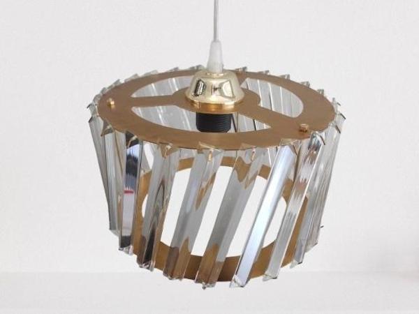 DMR Kristal Taşlı GOLD Büyük Yuvarlak Avize E-27 Duylu - Image 1