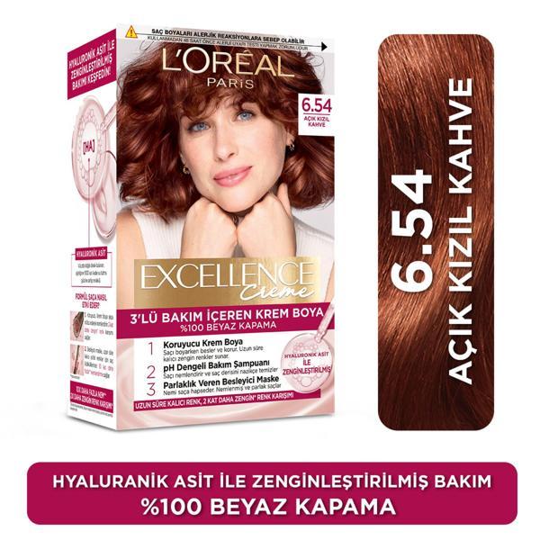 L’Oréal Paris Excellence Creme Saç Boyası 6.54 Açık Kızıl Kahve - Image 1