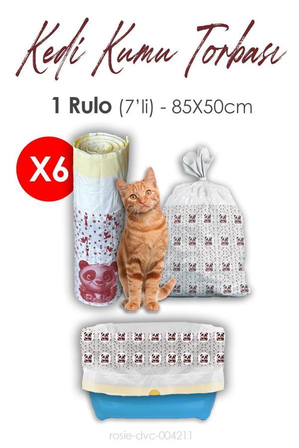 Rosie 6 Rulo Kedi Kumu Torbası, 85x50cm Boyutunda, 7' li 6 Rulo - Image 1