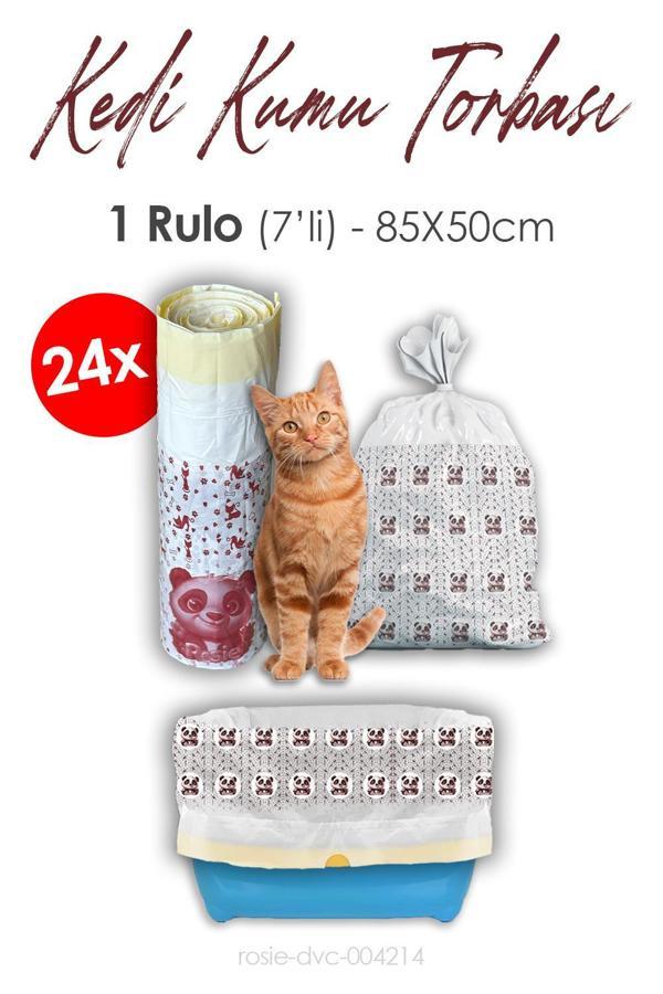 Rosie Kedi Kumu Torbası, Poşeti, 85x50cm, 7' li 24 Rulo - Image 1